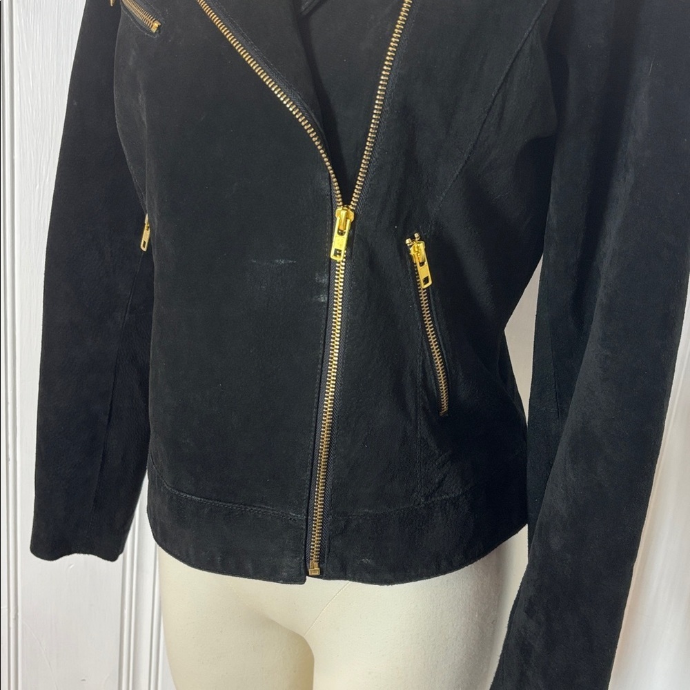 VERO MODA “Siri” Suede Moto Jacket – Black (Size L) - Picture 6 of 10
